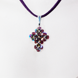 Pendant 40cm - Theophanie-Purple Suedine - Pendant 40cm - Laiton argenté
